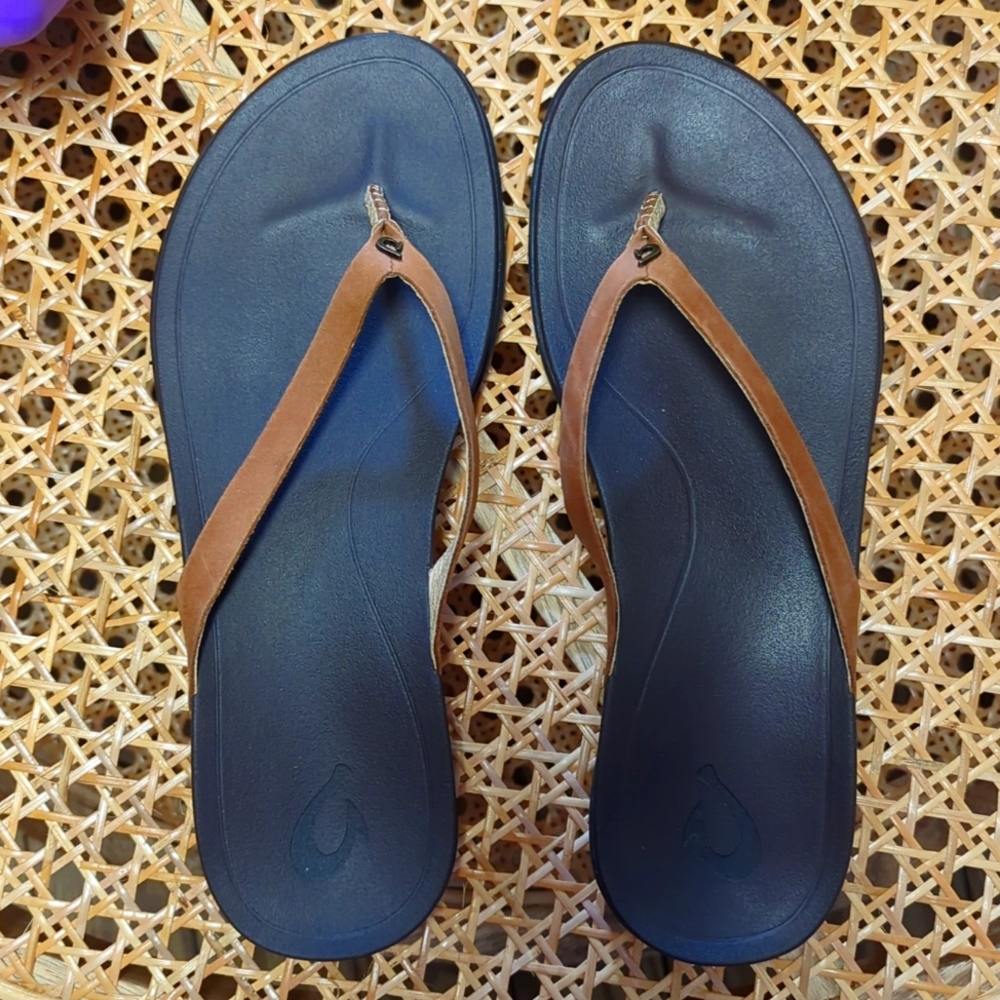 Black Leather Sandals with Logo